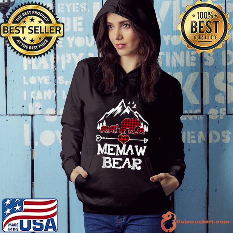 Memaw Bear Shirt, Red Buffalo Plaid Memaw Bear Pajama T-Shirt