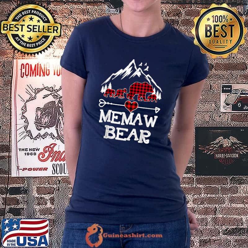 Memaw Bear Shirt, Red Buffalo Plaid Memaw Bear Pajama T-Shirt Ladiestee