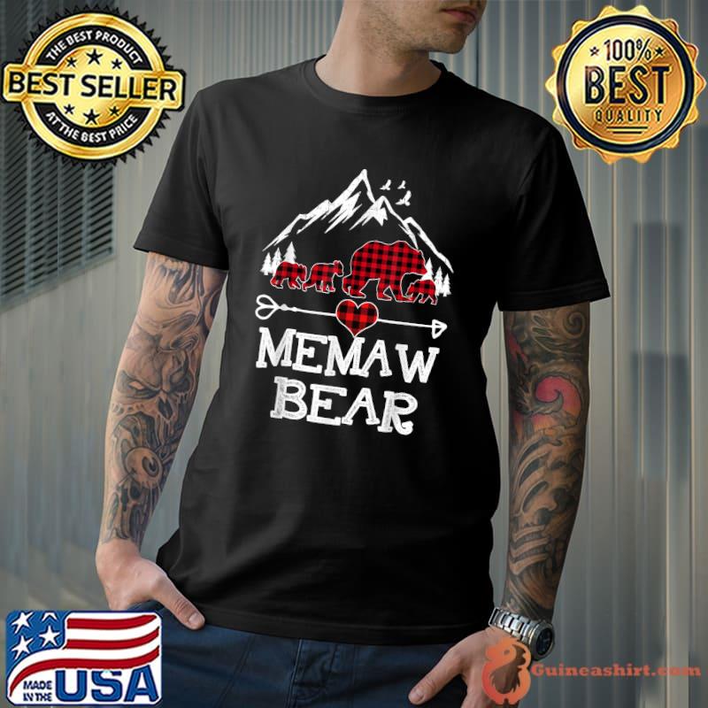 Memaw Bear Shirt, Red Buffalo Plaid Memaw Bear Pajama T-Shirt Unisex