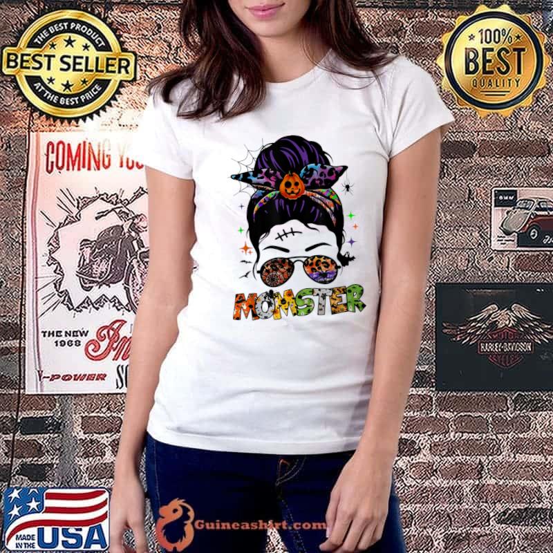 Momster Halloween Funny Mom Messy Hair Bun Momster Gift T-Shirt Ladiestee