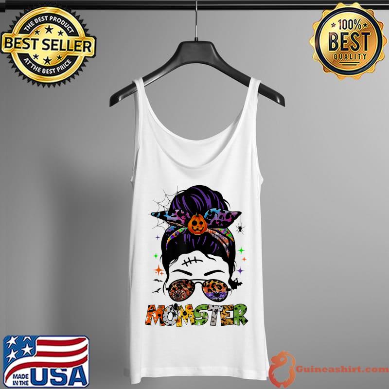 Momster Halloween Funny Mom Messy Hair Bun Momster Gift T-Shirt Tank Top