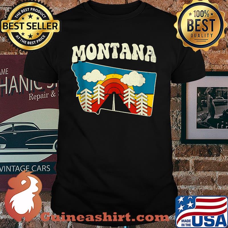 Montana Vintage State Rainbow Hippie Retro 70s Map T-shirt