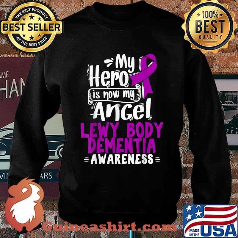 My hero is now my ancel Lewy Body Dementia Purple Awareness Ribbon t-s Sweater
