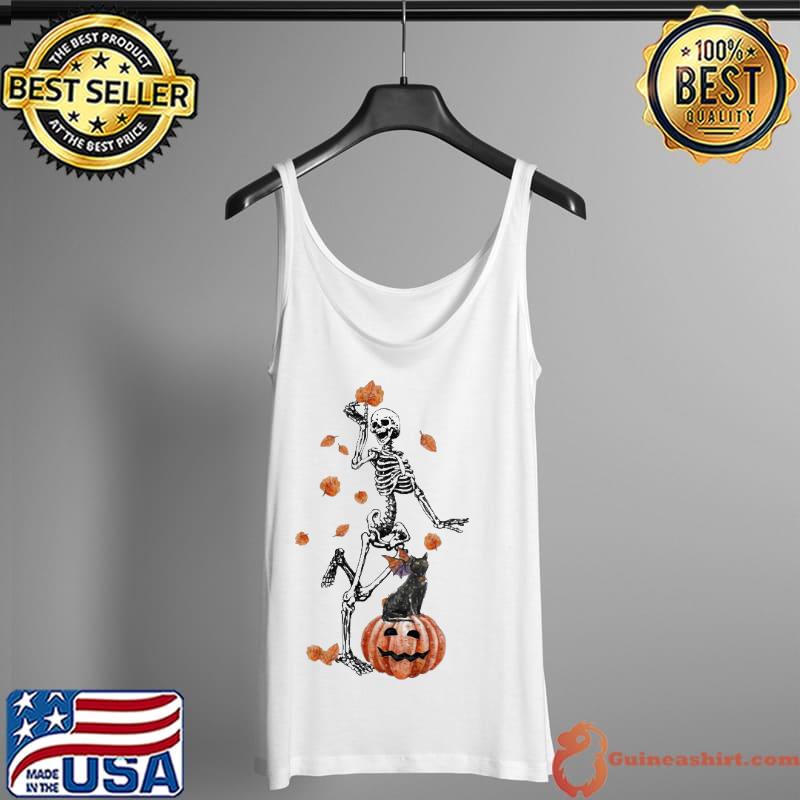 Nice dancing Skeleton Fall Halloween Pumpkin Shirt Tank Top