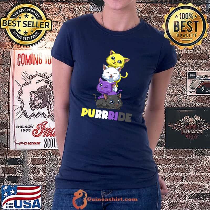 Non Binary Pride Cats Premium T-Shirt Ladiestee