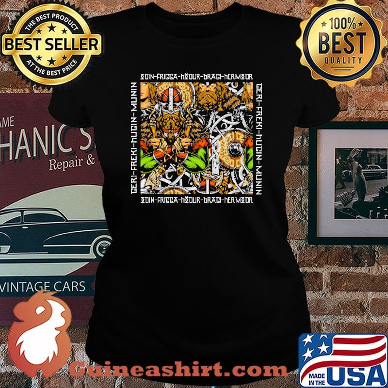 Odin frigga hour bragi armour geri freki hugin munin s Laides tee