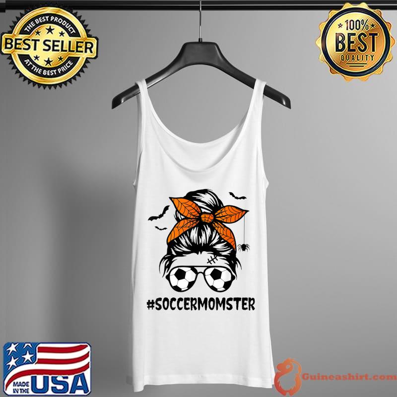 Original soccer Momster Shirt for Women Halloween Mom Messy Bun Hair T-Shirt Tank Top