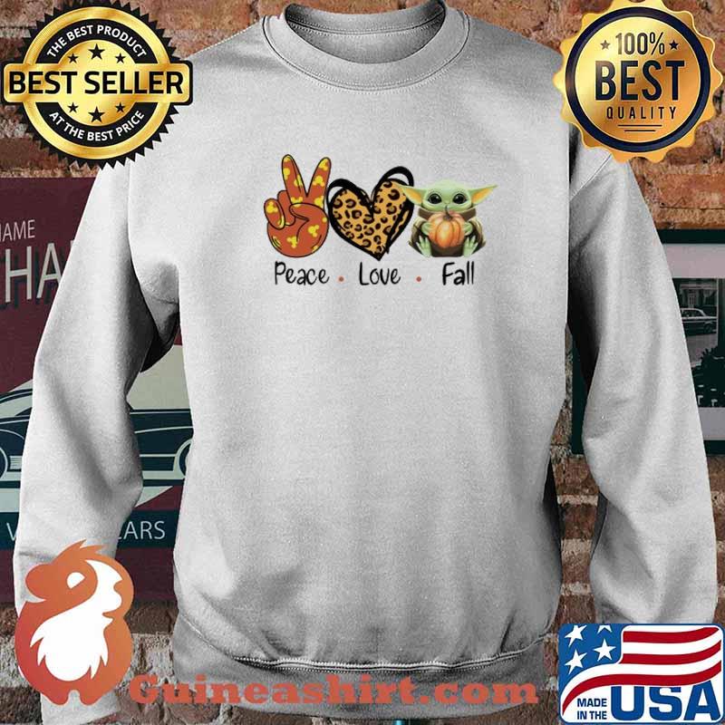 Peace Love Fall Baby Yoda Leopard Shirt Sweater