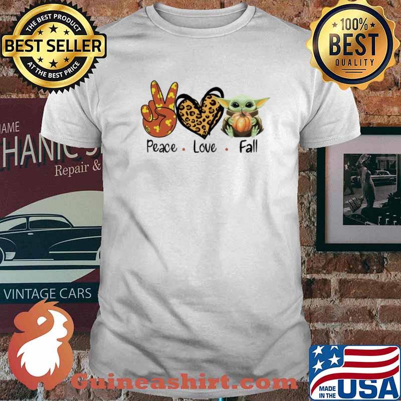 Peace Love Fall Baby Yoda Leopard Shirt