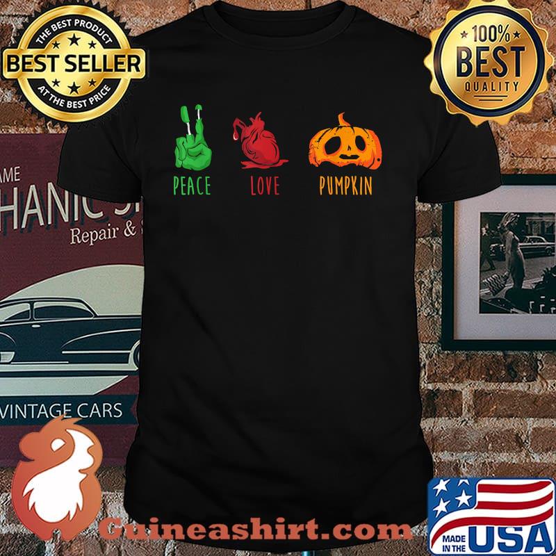 Peace Love Pumpkin Trick Or Treating Scary Halloween T-Shirt