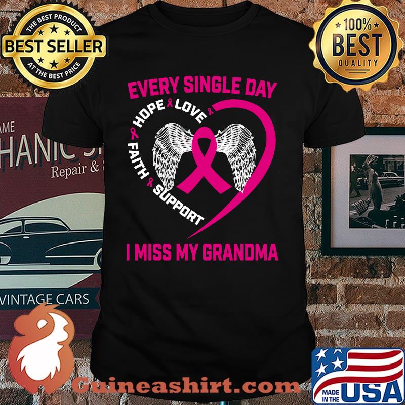 Pink In Memory Of My Grandma Breast Cancer Graphic on Back T-shirt