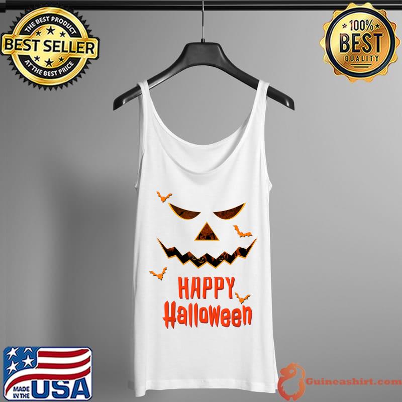 Premium happy Halloween Costume with Pumpkin Face & Bats T-Shirt Tank Top