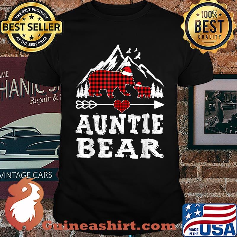 Red Plaid Auntie Bear Matching Pajama Family T-Shirt