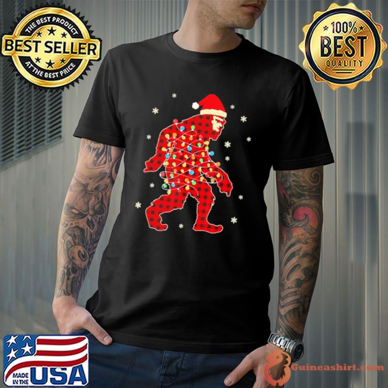 Red Plaid Bigfoot Christmas Lights shirt