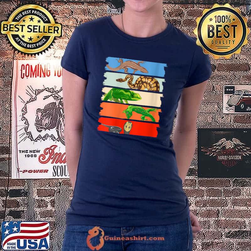 Retro Lizard Snake Chameleon Reptile Lover T-Shirt Ladiestee