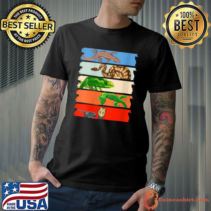 Retro Lizard Snake Chameleon Reptile Lover T-Shirt