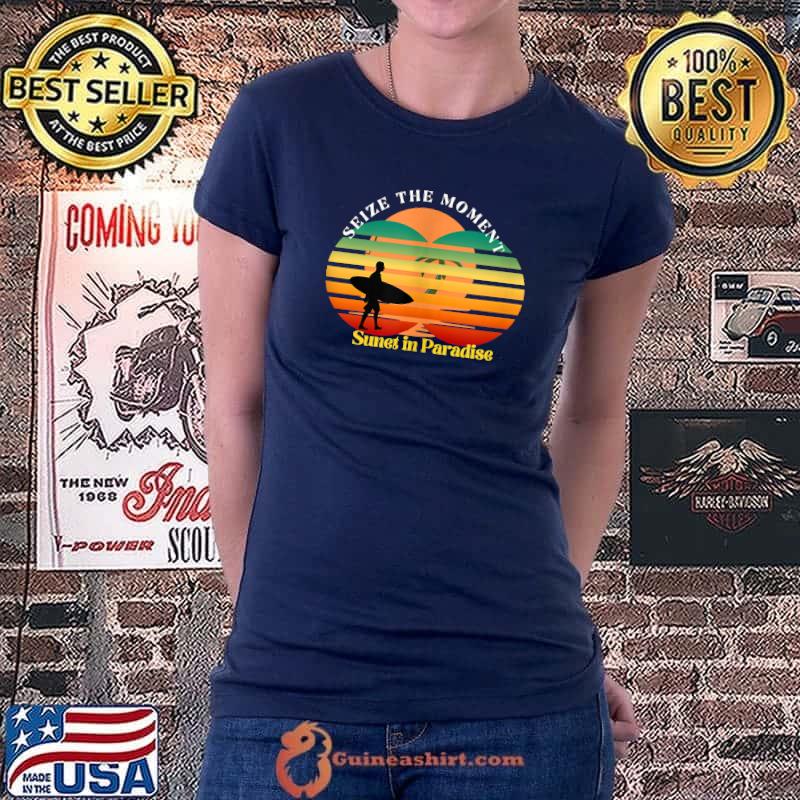 Retroseize the moment Sunset Surfing Paradise T-s Ladiestee