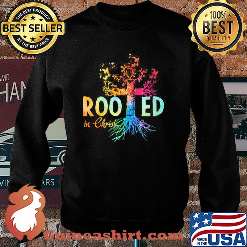 Rooed In Christ Tree Cross Shirt Sweater