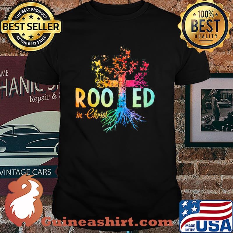 Rooed In Christ Tree Cross Shirt