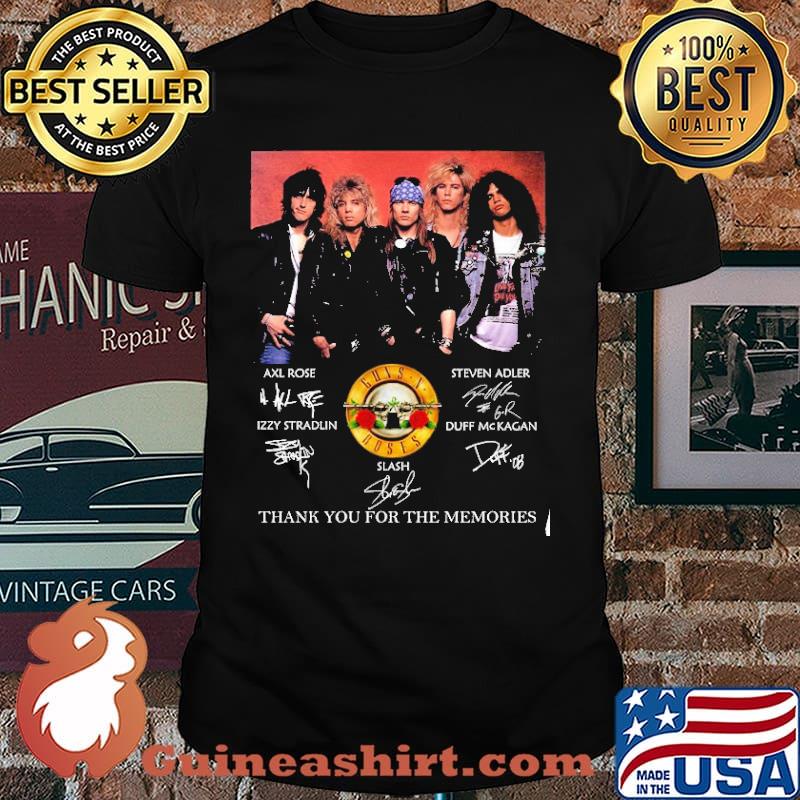 Roses Axl Rose Izzy Stradlin Steven Adler Duff Mckagan Thank You For The Memories Signature Shirt