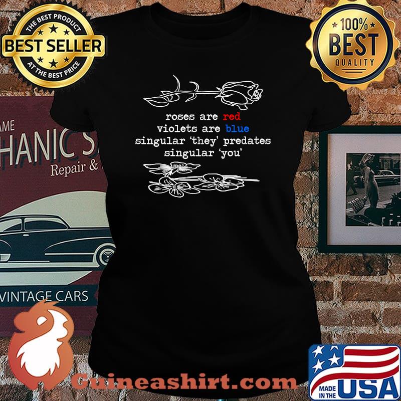 Roses, Violets, and Pronouns - White Text Classic T-Shirt Laides tee