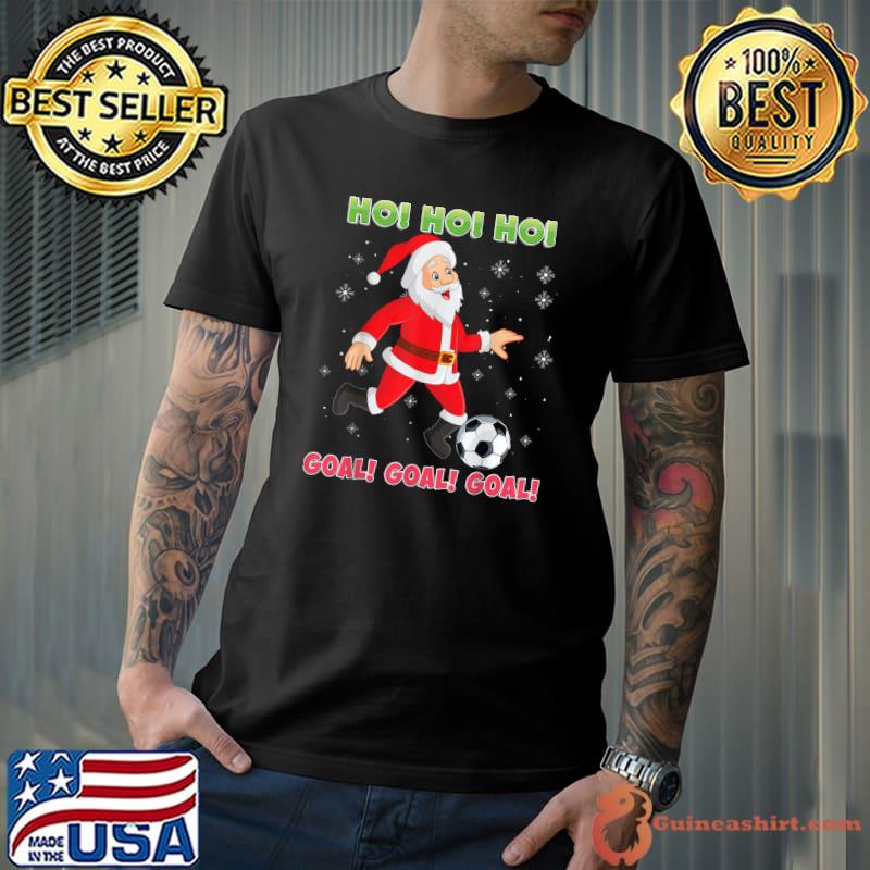 Santa Playing Soccer Ho Goal Christmas Boy Kid Goal Sport T-Shirt