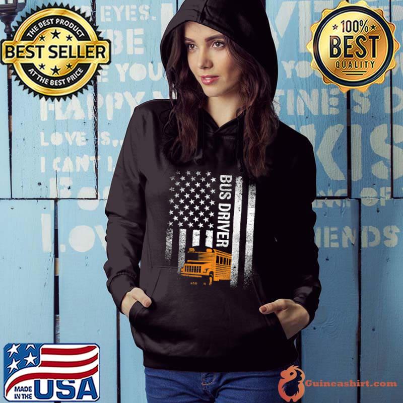School Bus Driver Usa American Flag Funny Bus Driver Gift T-Shirt