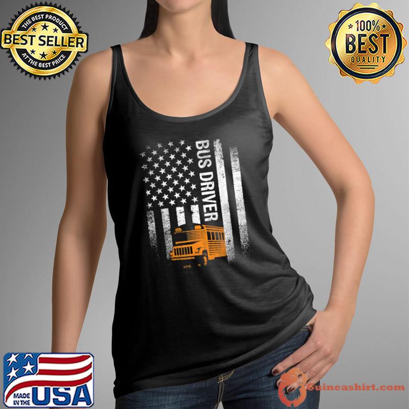 School Bus Driver Usa American Flag Funny Bus Driver Gift T-Shirt Tank Top