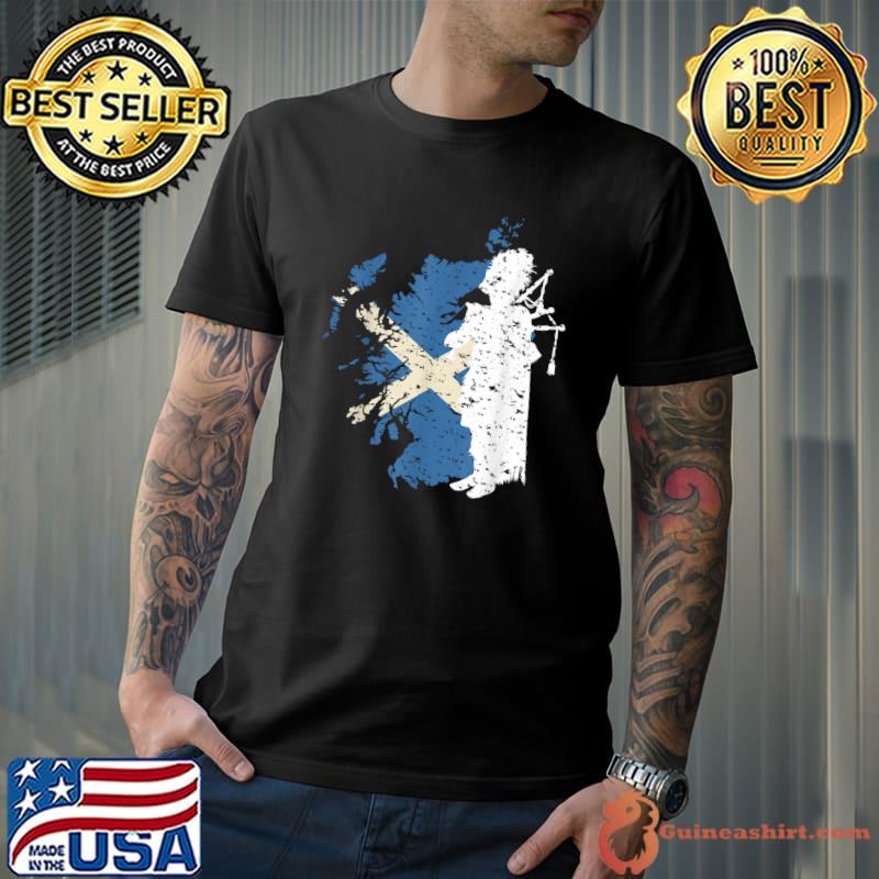 Scottish Flag I Scottish Bagpipe Sack Pipe T-Shirt