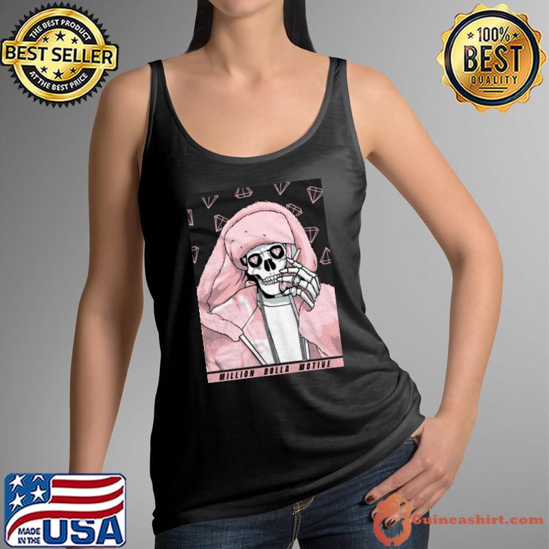 Skull Diamonds Pink Fur Million Dolla Motive Shirt Tank Top