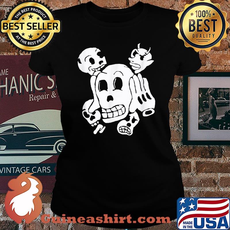 Spooky Rubber hose Skeleton Halloween Alternative Scary T-Shirt Laides tee