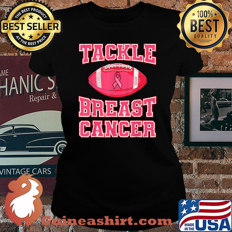Tackle Breast Cancer Awareness Pink Ribbon Football Player T-Shirt Laides tee