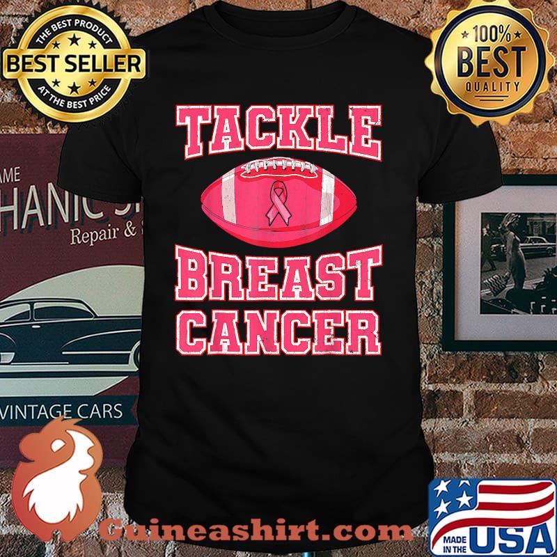 Tackle Breast Cancer Awareness Pink Ribbon Football Player T-Shirt