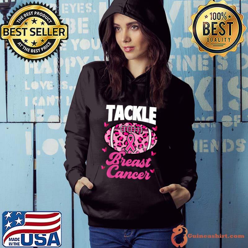 Tackle Breast Cancer Awareness Pink Ribbon Leopard T-Shirt