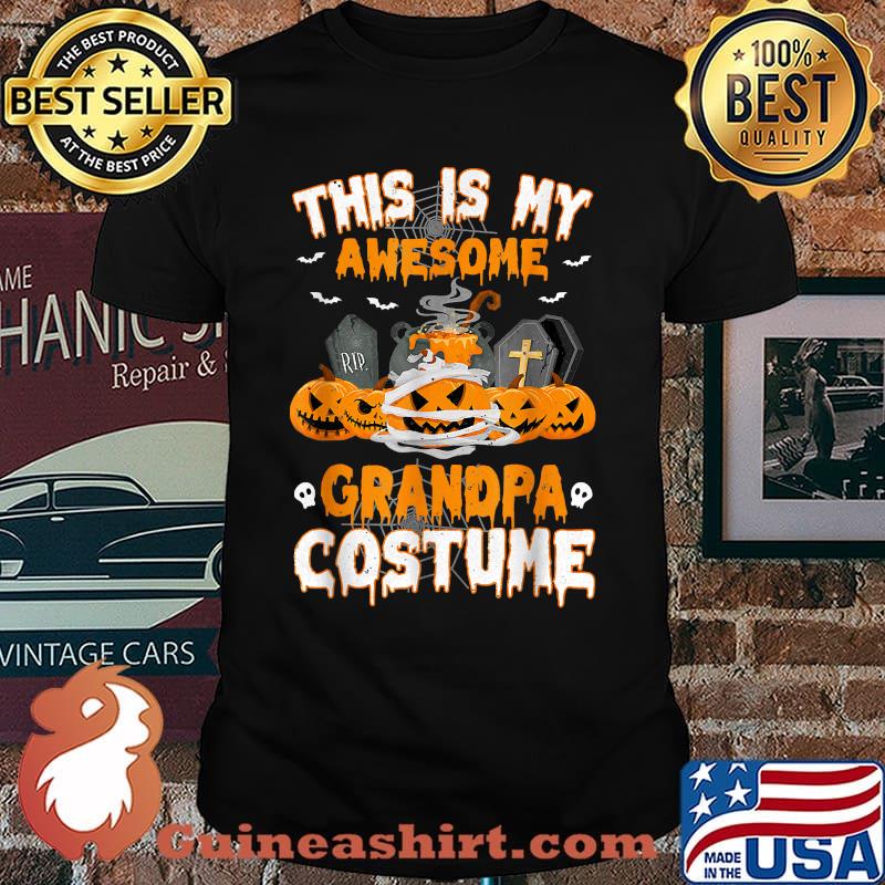 This Is My Awesome Grandpa Costume Scary Pumpkin Halloween T-Shirt