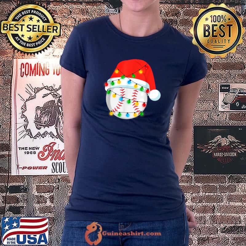 This Is My Christmas Pajama Baseball Ball Lover Xmas Lights T-Shirt Ladiestee