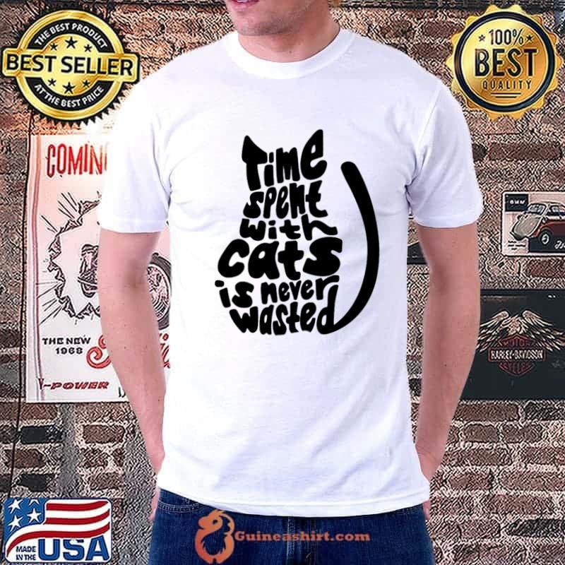 Time spent with cats is never wasted Black Cat Classic T-Shirt