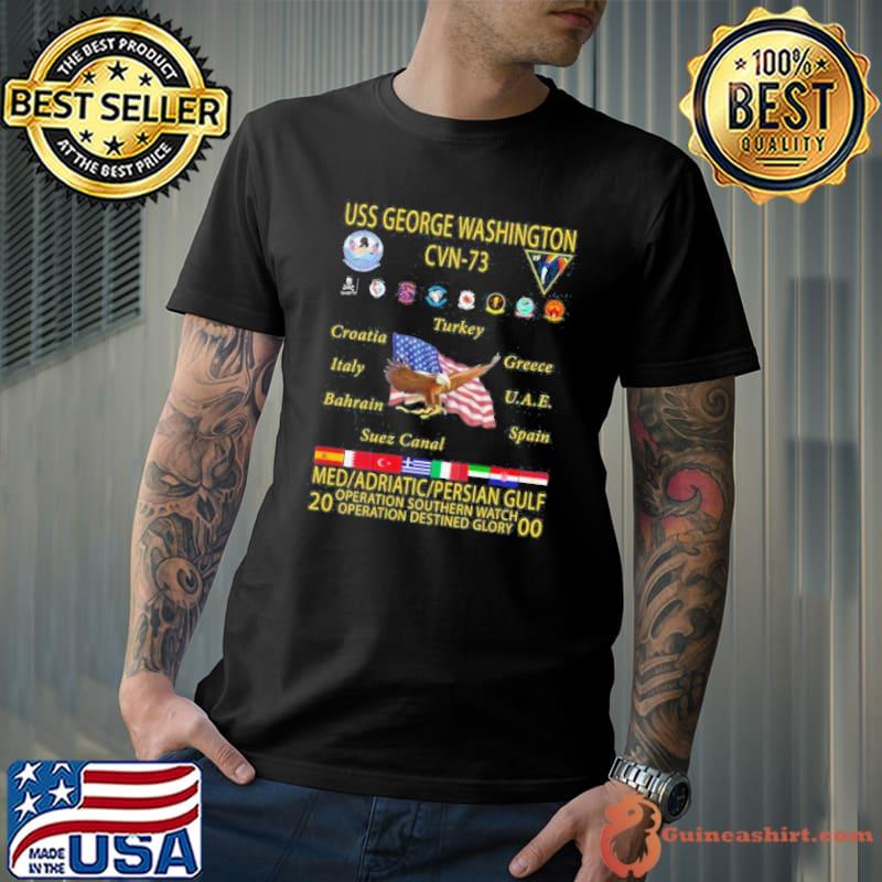 Top eagle Uss George Washington Turkey Croatia Italy Bahrain Greece Spain America Flag Shirt