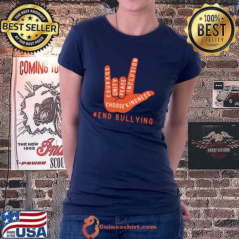 Unity Day Orange Kids 2021 Anti Bullying Love Sign Language T-Shirt Ladiestee