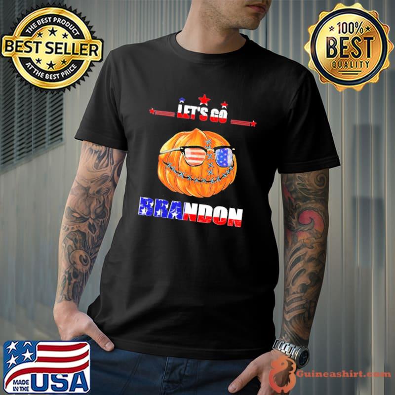 US flag Let’s Go Brandon Halloween Pumpkin Sunglasses Shirt Unisex