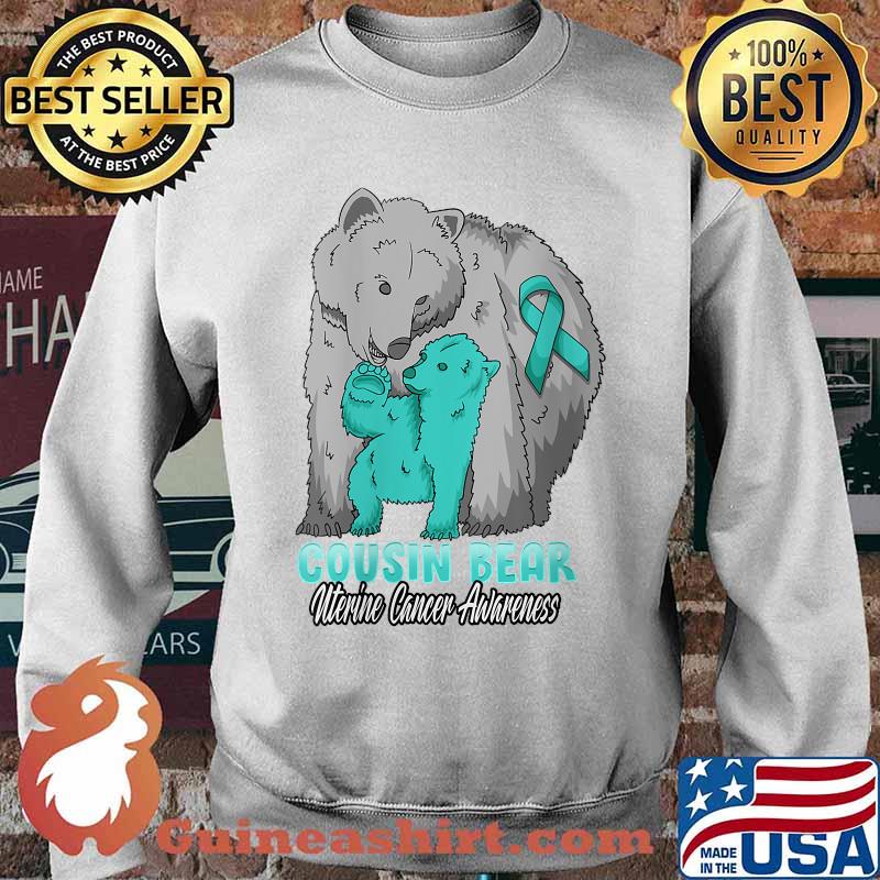 Uterine Cancer Child Awareness Cousin Bear Support Ribbon T-Shirt Sweater