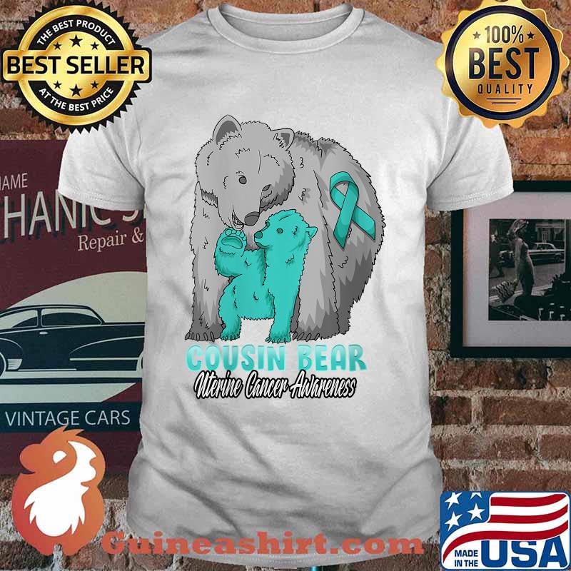 Uterine Cancer Child Awareness Cousin Bear Support Ribbon T-Shirt