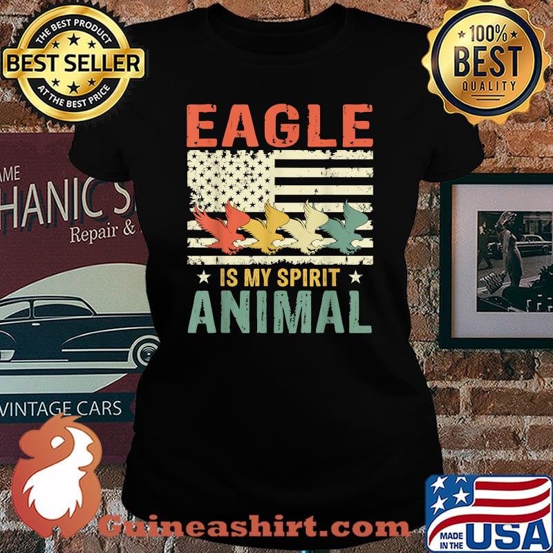Vintage Eagle Spirit Animal Lover Retro US American Flag T-Shirt Laides tee