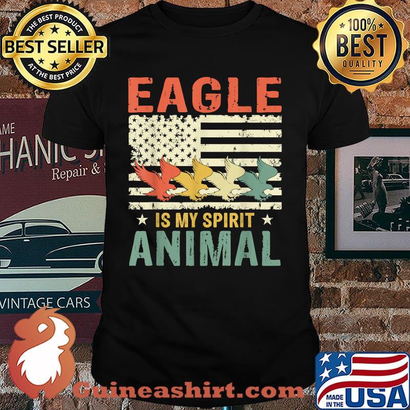 Vintage Eagle Spirit Animal Lover Retro US American Flag T-Shirt