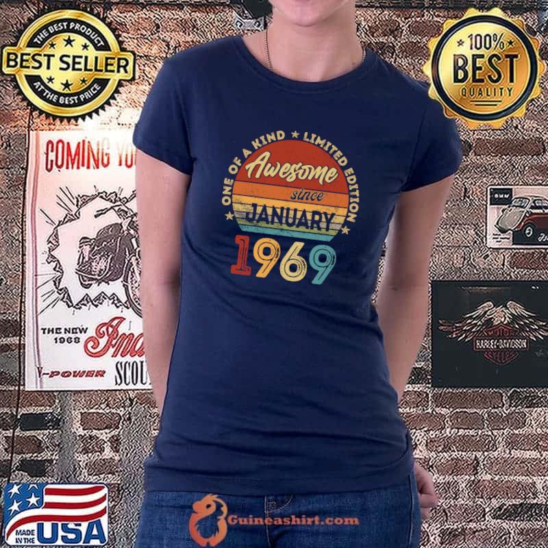 Vintage January 1969 Retro 53 Year Old 53rd Birthday T-Shirt Ladiestee