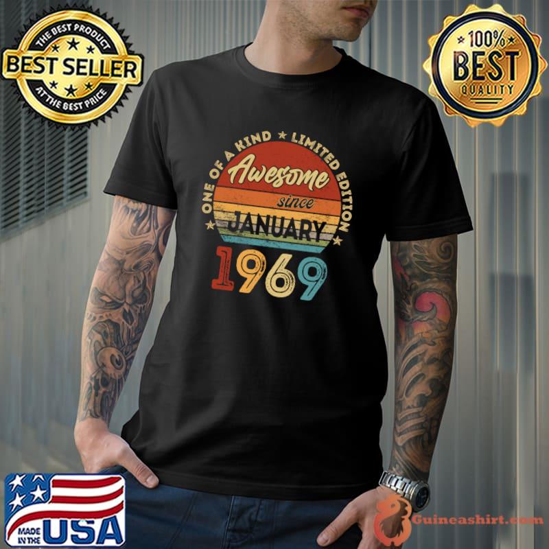 Vintage January 1969 Retro 53 Year Old 53rd Birthday T-Shirt Unisex