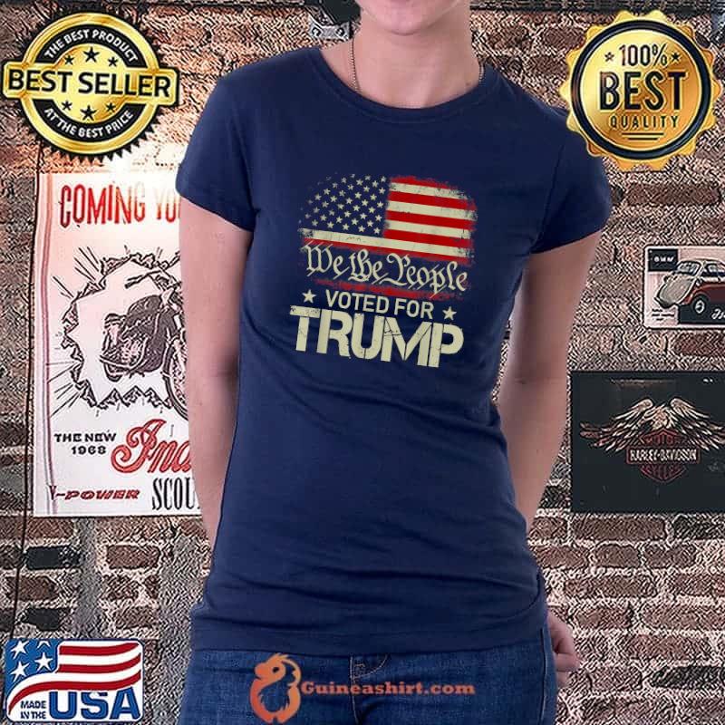 Vintage Old American Flag I Voted For Trump We The People T-Shirt Ladiestee