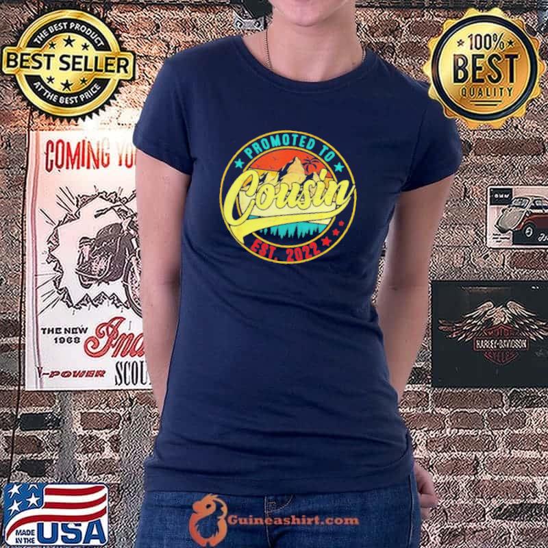 Vintage Promoted To Cousin 2022 Mothers Day New Mom Grandma T Shirt Ladiestee