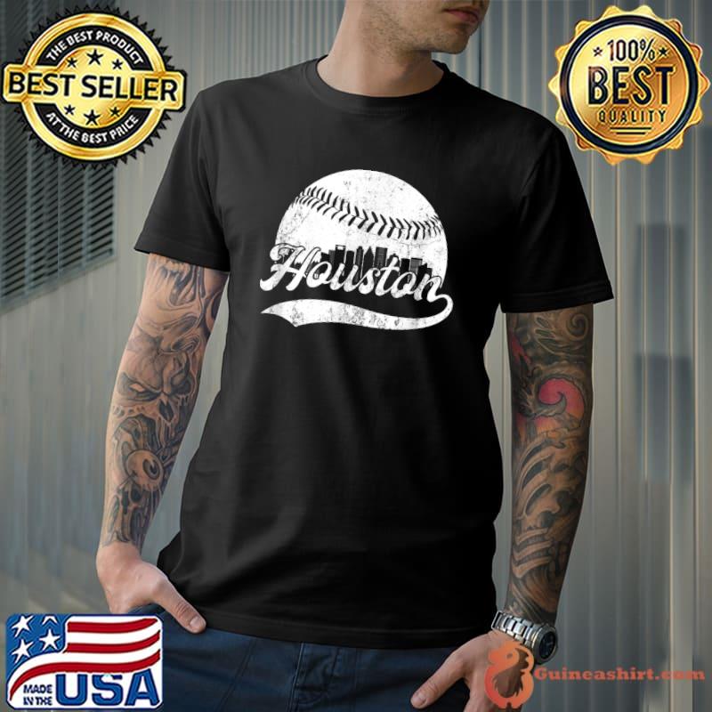 Hong Lien Vintage Houston Texas Skyline Baseball T-Shirt