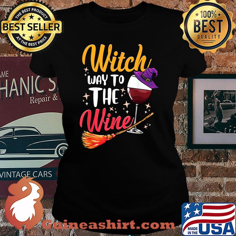 Witch Way to The Wine Graphic Quote T-Shirt Laides tee